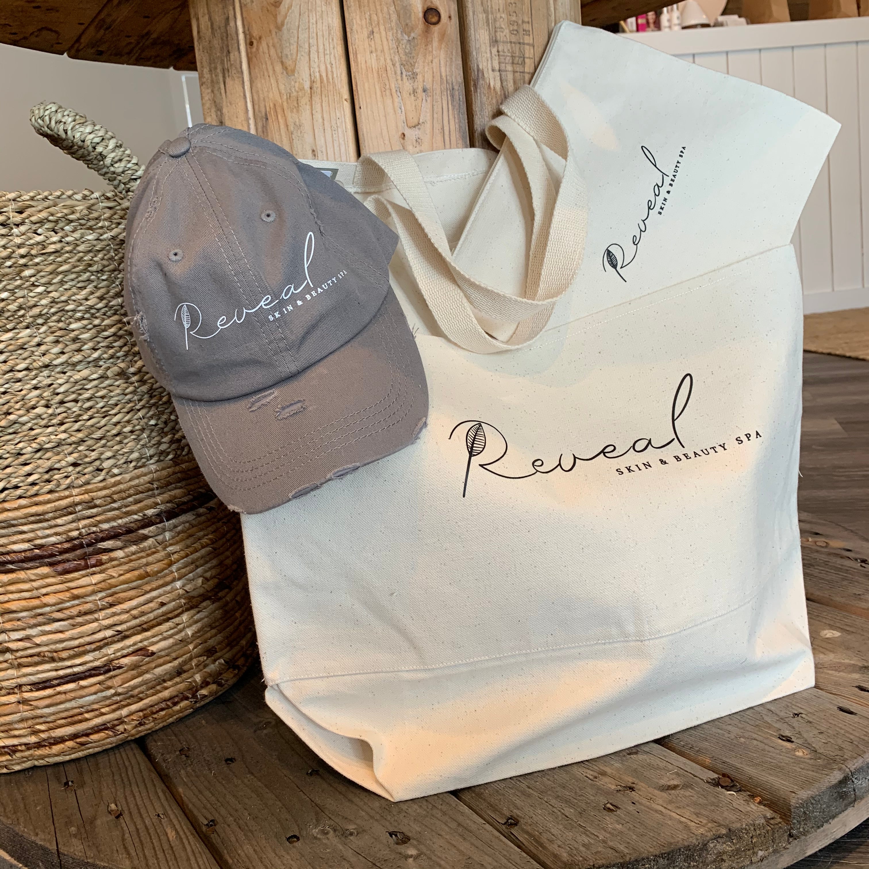 Reveal Skin & Beauty Spa - Canvas tote, Canvas zip pouch,