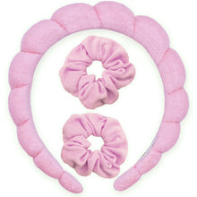 Load image into Gallery viewer, Puffy Spiral Terry Cloth Padded Spa Headband and Scrunchie Wristbands
